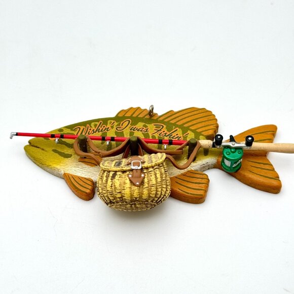 Hallmark Wishin I Was Fishin 2014 Keepsake Ornament 4" Fishing Theme Decor - Picture 1 of 7